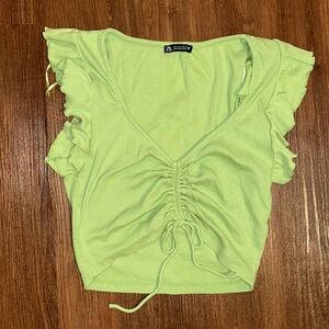 Green cropped Zara top